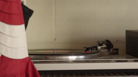 A view of a record being played on a record player