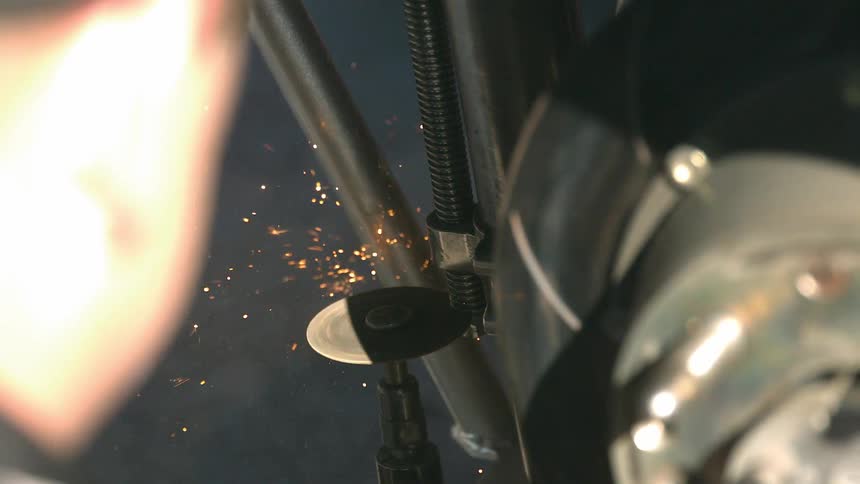 Heat sparks from metal grinder