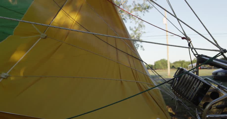 A hot air balloon blower firing off into the balloon