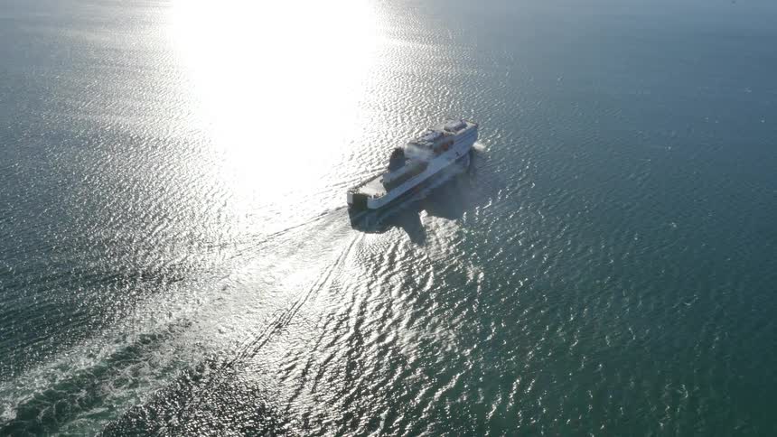 A cruise line sails off into the distance