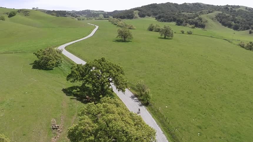 Aerial view of a mountain road
