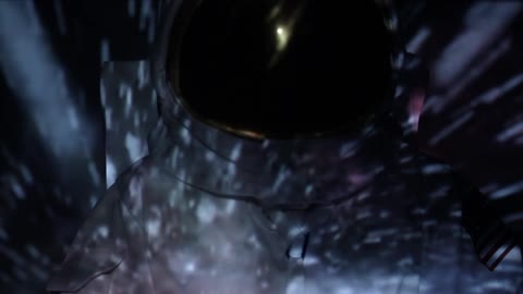 An astronaut with stars projected on him