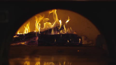A roaring fire