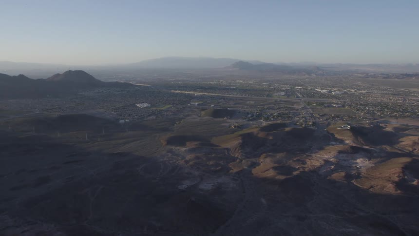 An aerial view of mountains and valleys