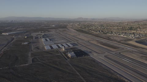 Aerial view of the outskirts of a town
