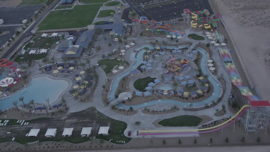 Aerial view of a water park