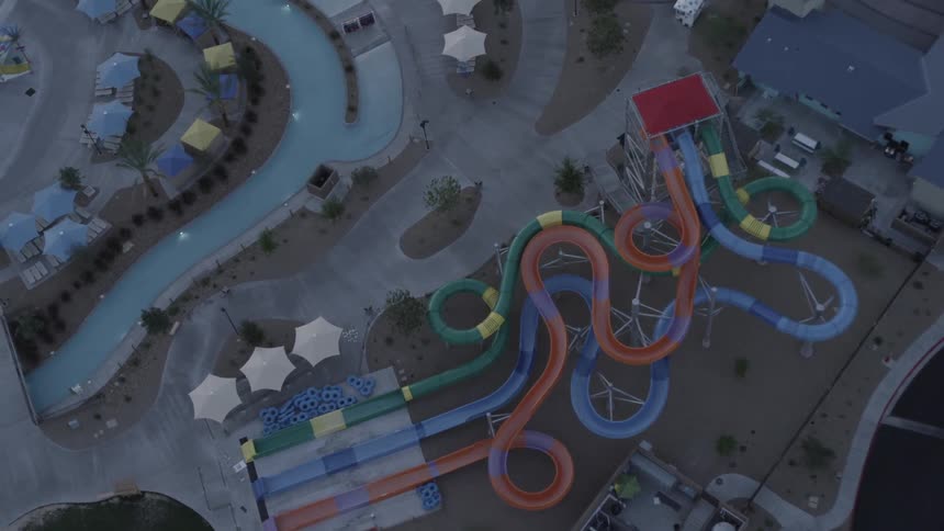 Aerial shot of an amusement park