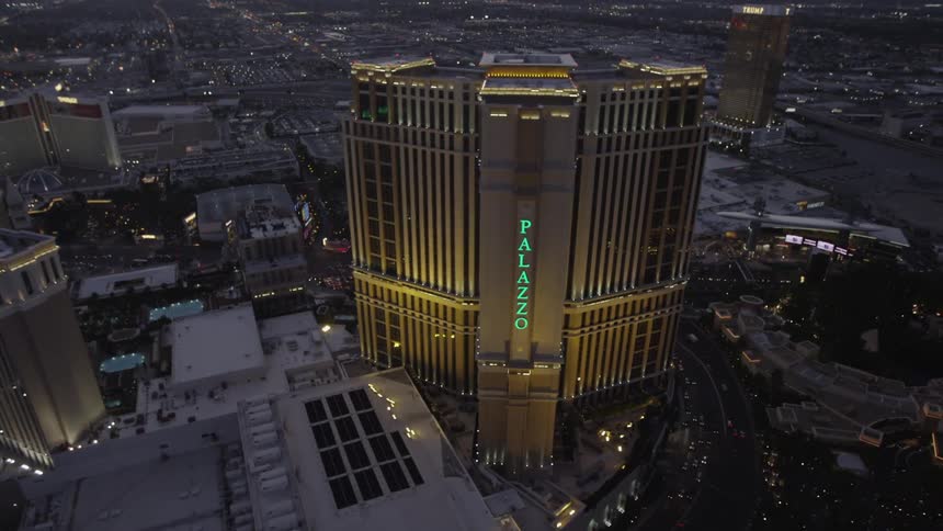 The exterior view of the palazzo and surrounding city