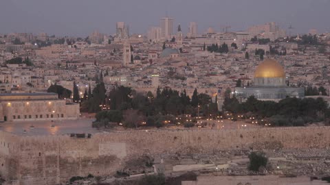 Timelapse of the city of jerusalem from night to sunrise