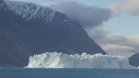 A glacier near a mountain
