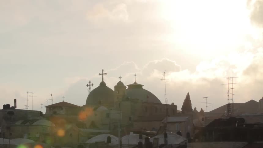 A city with many antennas and buildings