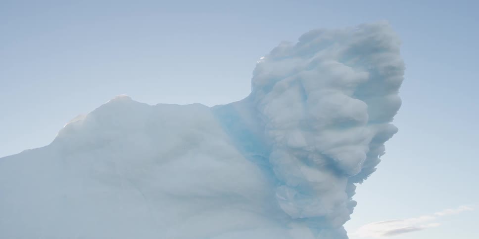 A large piece of ice with a blue line