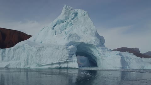A glacier with an entry point on an arctic body of water