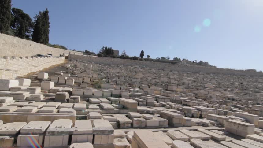 The cemetery on the hill is full of stone tombs