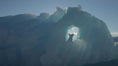 A glacier in the ocean