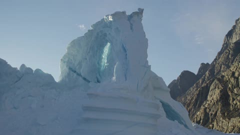 A glacier on a sunny day