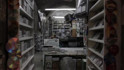 The interior of a video rental store