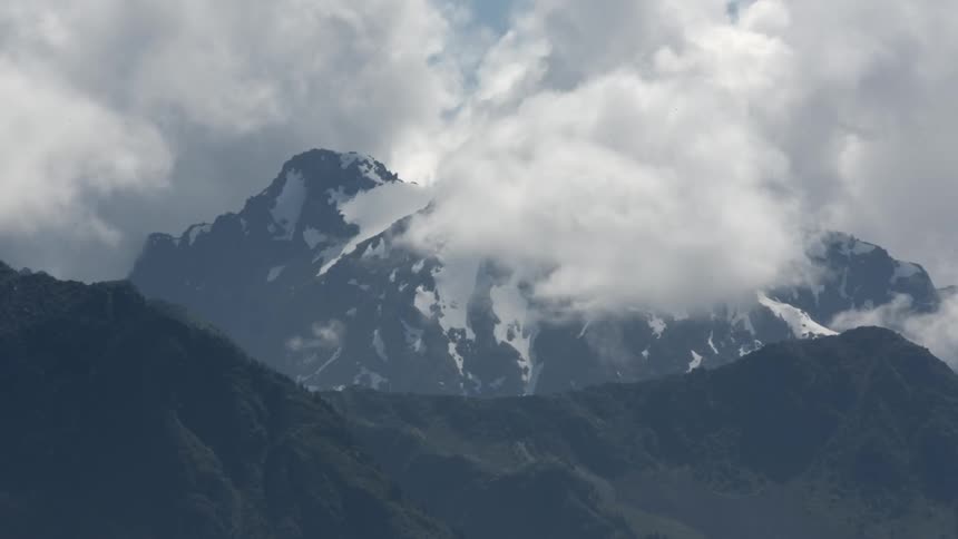 Snow capped mountain top