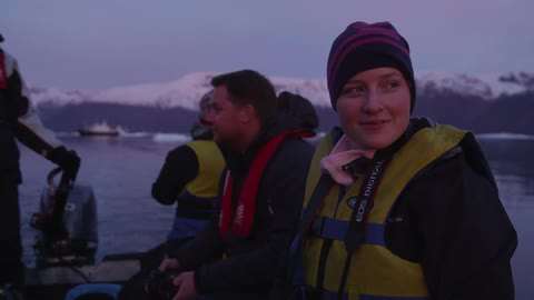 People ride in the boat