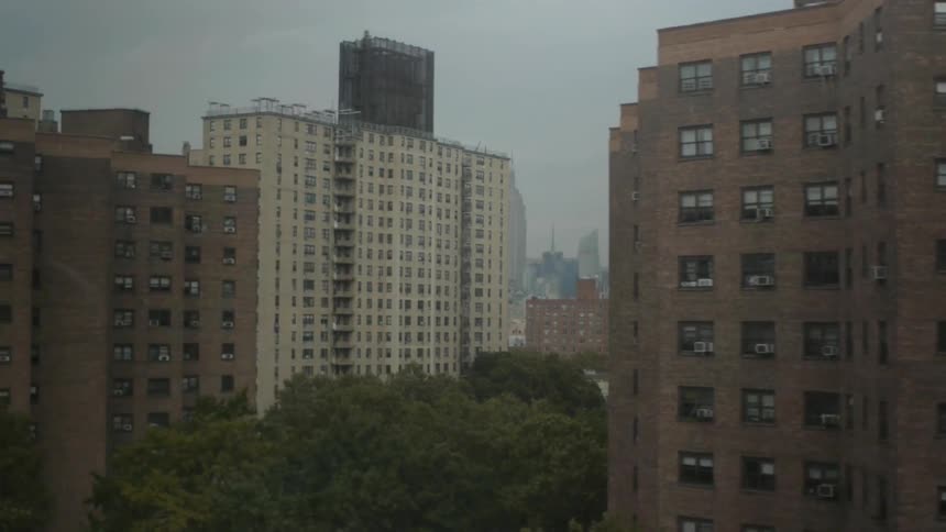 Buildings stand tall in a city