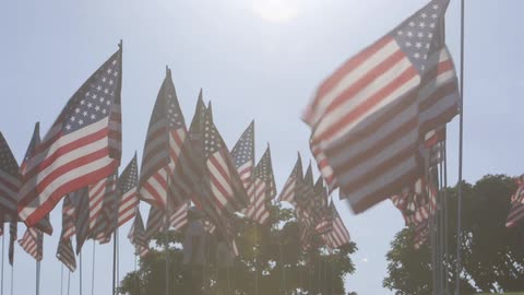 A group of waving american flag