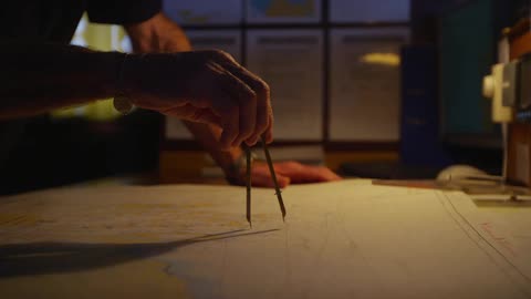 A man using a compass on a map