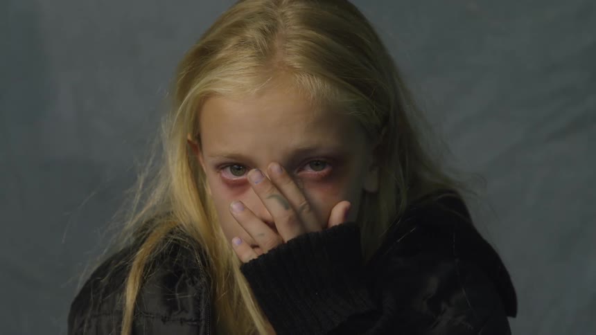 Little girl with tears in her eyes
