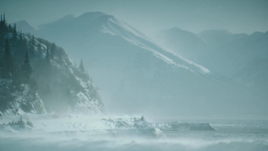A panoramic view of snow lands and snow covered mountains