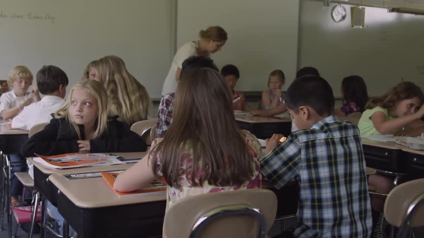 A group of young children in class
