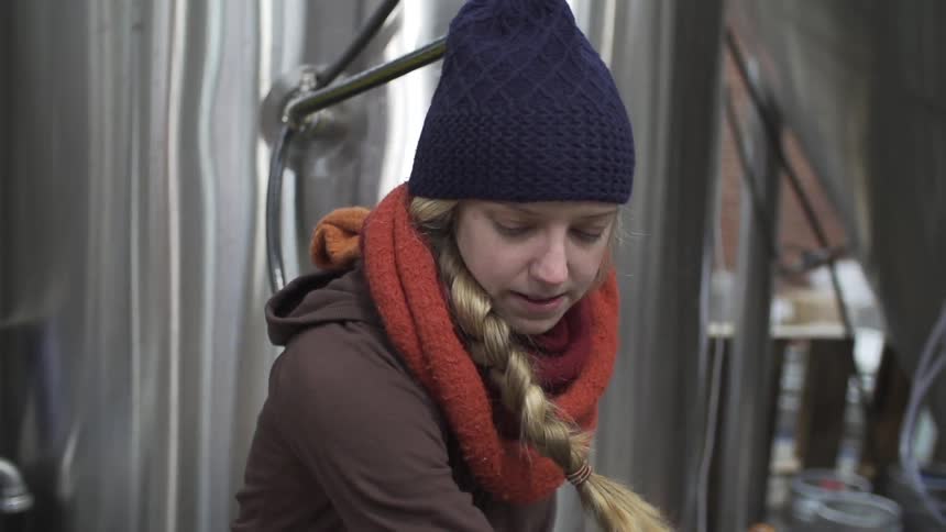 A woman concentrates