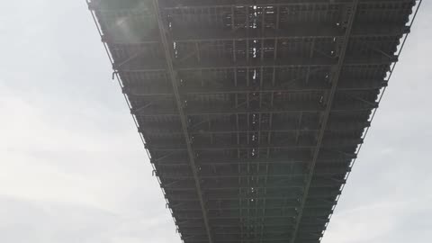 The underside of a bridge