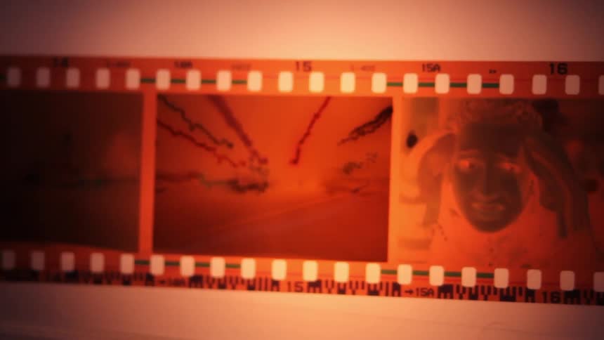Film negatives are shown
