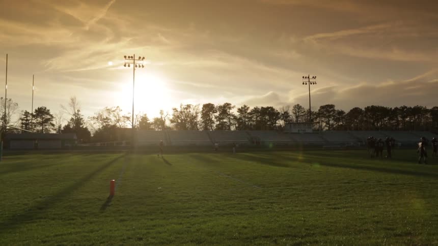Football practice on a field