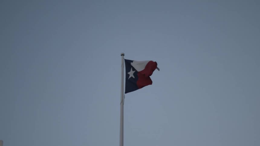 Texas state flag flapping in the wind