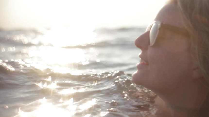 A woman playing in the water