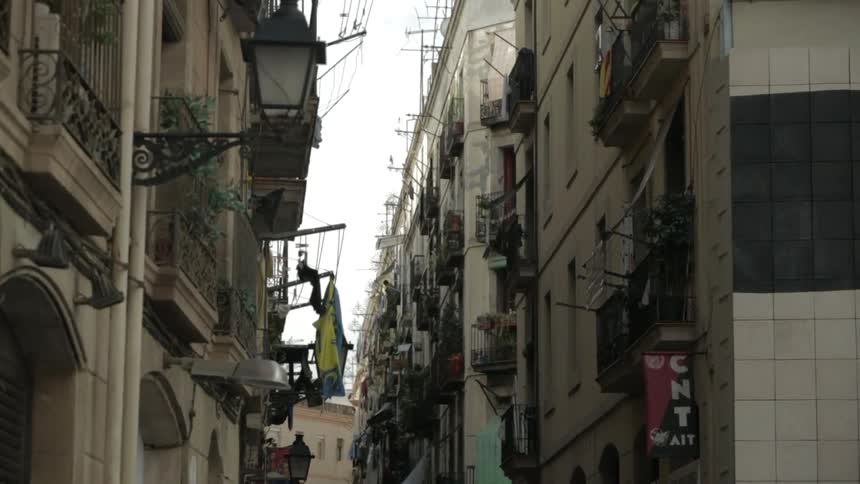 View of buildings on a city block on a cloudy day