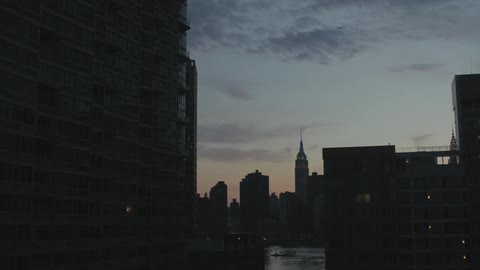 City buildings at dusk