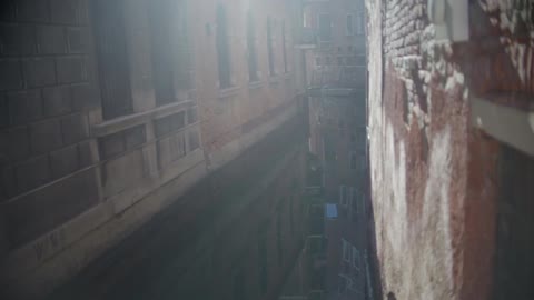 A canal flows through city buildings