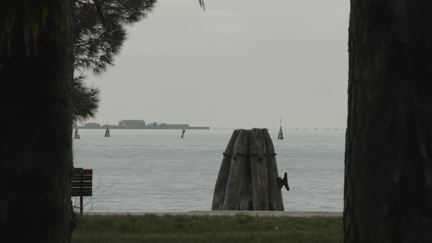 View of the water on a very cloudy day