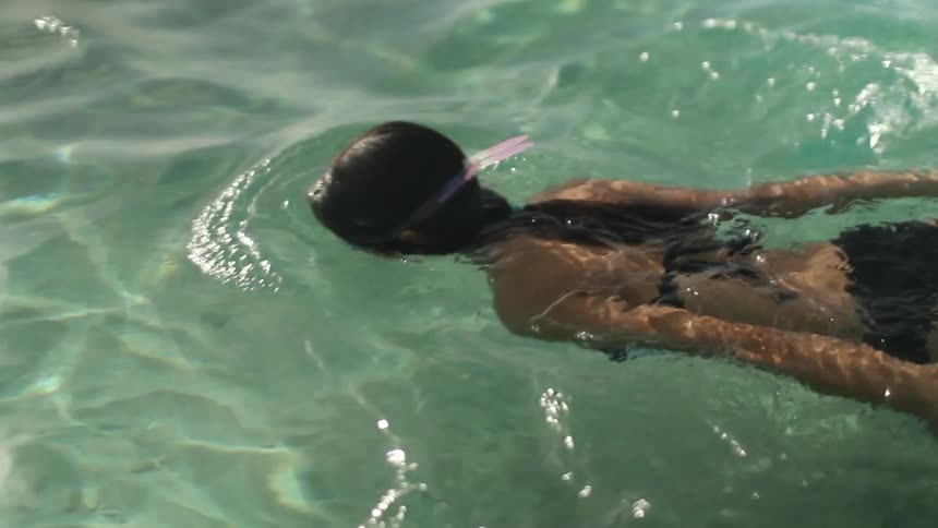 Woman swimming in water