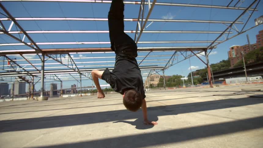 A person doing a flip