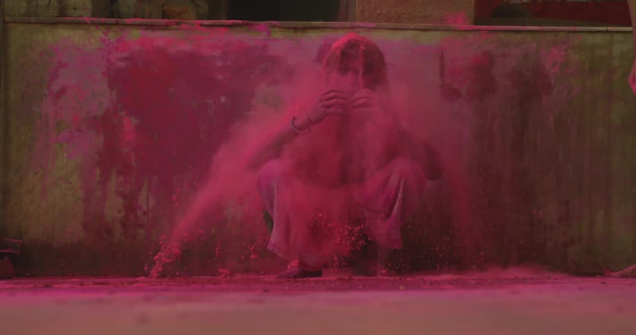 A person squatted down