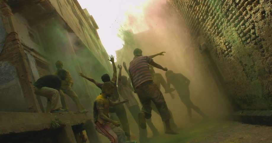 People gathered in an alley
