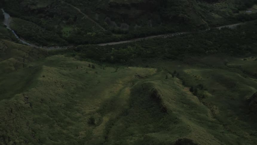 Aerial view of a mountain range