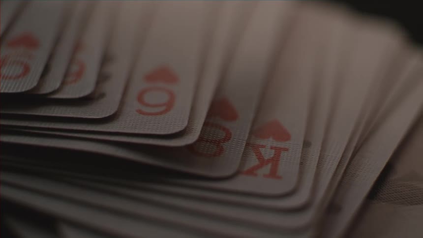 Playing cards splayed out