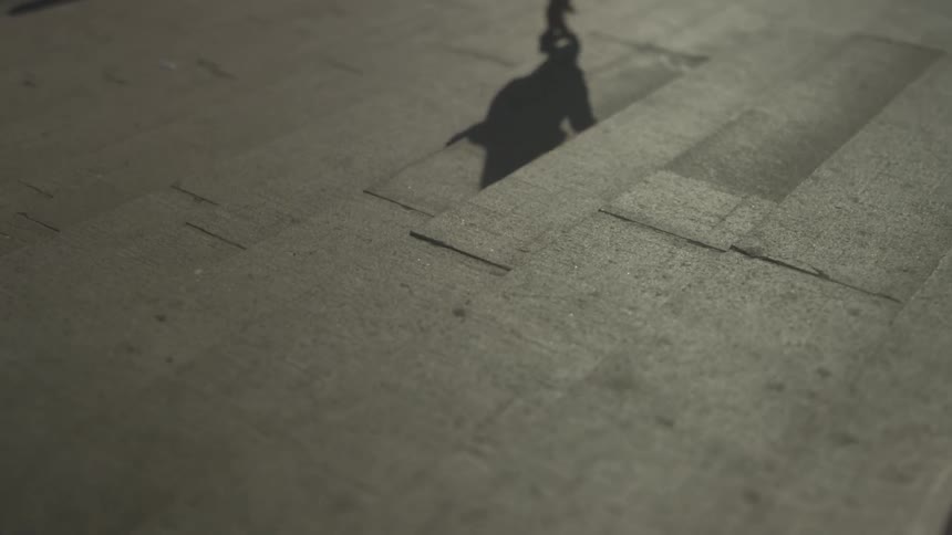 A person running up stairs