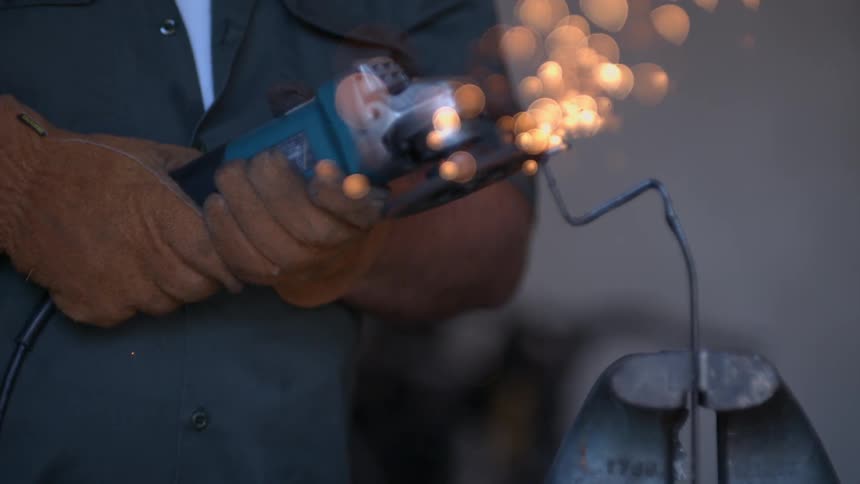 Sparks flying off of a saw