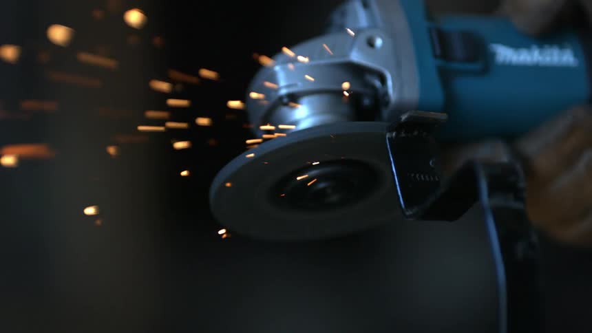 Sparks flying off of a saw