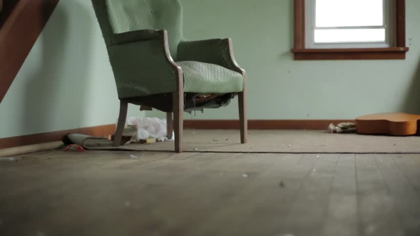 A chair rests in a quiet room