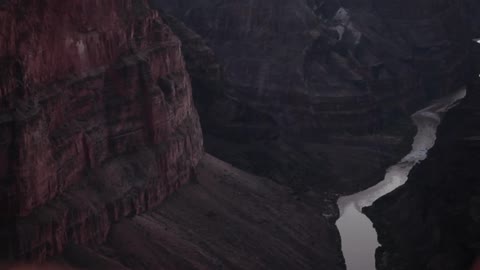 A river runs through a canyon